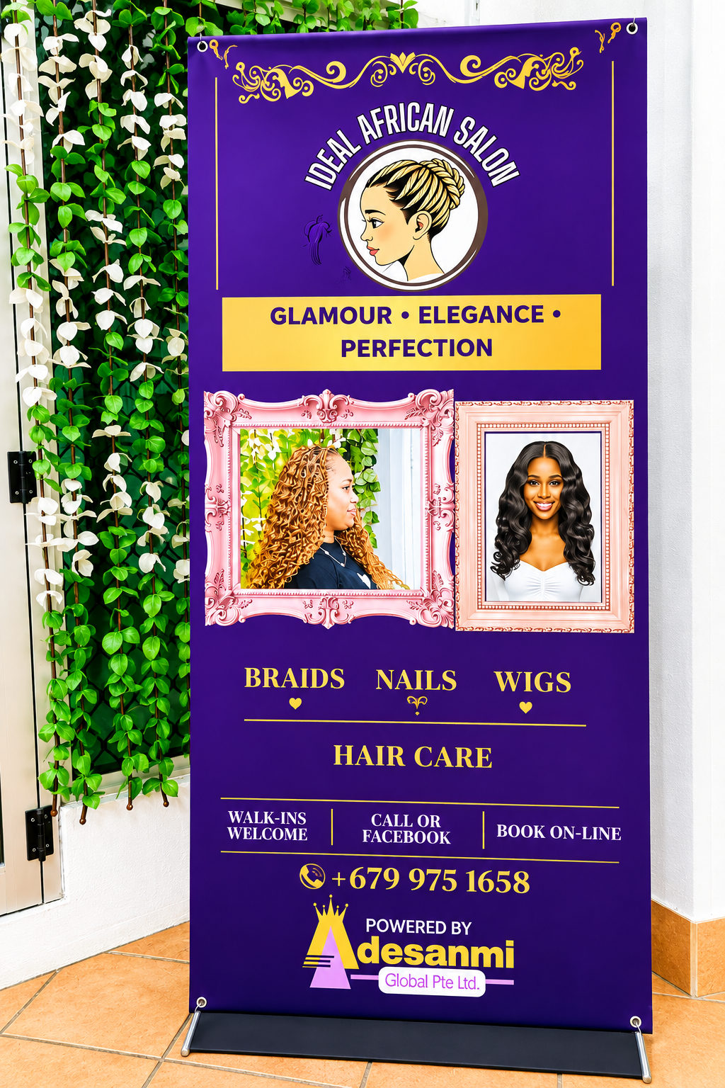 Ideal African Salon welcome display at Lot 19 Transvile, Namaka